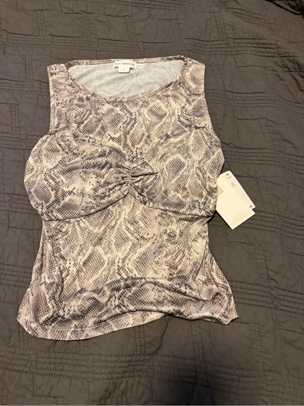 Good American Neutral Snake Print Sleeveless Tank Top